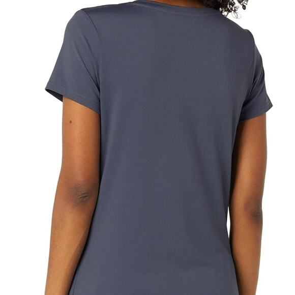 Set of 2 Activewear V-neck Stretch T-Shirts, Small, Lime Green & Gray - Picture 7 of 10